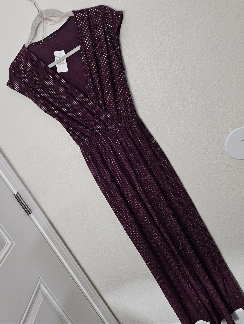 NWT West Kei Wine Red Gold Studded Maxi Jumpsuit XS Deep V Neck Sleeveless Party